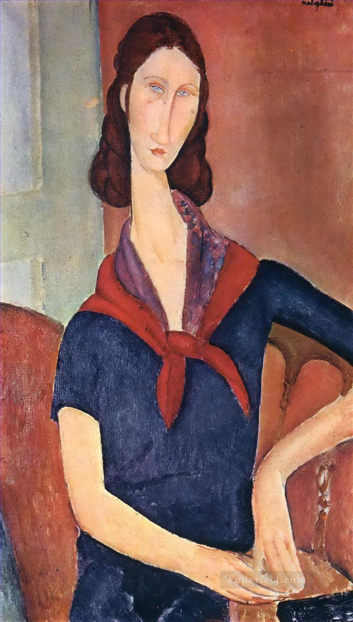 jeanne hebuterne with a scarf 1919 Amedeo Modigliani Oil Paintings